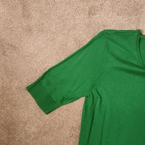 New York & Company Green Buttoned Cardigan w/ Shortsleeves Size M - Picture 6 of 8